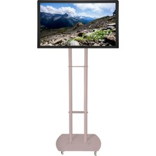 Kevega Tekerlekli Televizyon Ünitesi Pembe 32''–75'' inç ekran taşıyabilir (80 ekran – 165 ekran)