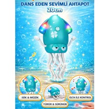 Aksoy Toys Dans Eden ve Sürünerek Ileri Geri Hareket Eden Işıklı ve Şarjlı Ahtapot Kali 20 cm