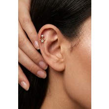 Zarif Zirkon Taşlı Sallantılı Yıldız Detay Tragus Helix Çelik Piercing
