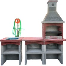 Büzsan Barbekü Beton Barbekü Davlumbazlı Masalı Lavabolu Mangallık 70 Lik