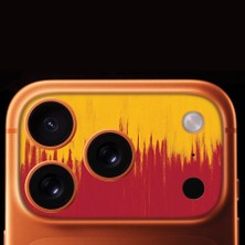 Senada iPhone 17 Pro Max Tam Kaplayan Kamera Çerçeve Koruyucu Desenli Baskılı - Parçalı Sarı Kırmızı