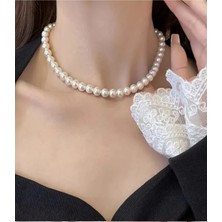 Caş Dekorasyon Beyaz Renk Inci Kolye