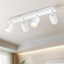 Riolight Riolıght Modern Beyaz Mutfak,salon,giyinme Odası,cafeler Için Gün Işiğı Metal 4lü Spot(Ampul Dahil)
