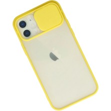 Dukkanıum Newface Iphone 12 Kılıf Palm Buzlu Kamera Sürgülü Silikon - Sarı