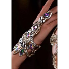 Caş Dekorasyon Gümüş Renk Taş Detaylı Tasarım Şahmeran