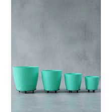 Hsc Bilişim 4’lü 3D Yeşil Dekoratif Saksı Takımı Ayaklı Vazo Seti