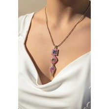 Caş Dekorasyon Altın Renk Taşlı Altın Kaplama Kolye