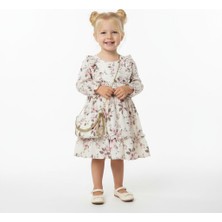 Seabubbles Müslin Çiçekli Kız Çocuk Uzun Kollu Çantalı Elbise