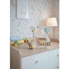 Atay ​kişiye Özel 3D Tasarım Bebek Odası Isimlik - Balon ve Yıldız Temalı Dekoru - [isim] Harf Biblo