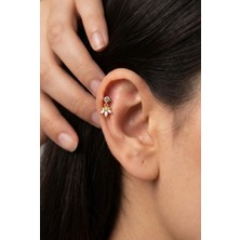 Zarif Zirkon Taşlı Sallantılı Lotus Detay Çelik Tragus Helix Piercing