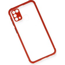 Dukkanıum Newface Samsung Galaxy M31 Kılıf Miami Şeffaf Silikon - Kırmızı