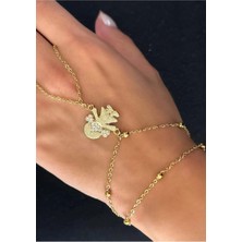 Caş Dekorasyon Altın Renk Kız Figürlü Taşlı Çelik Şahmeran