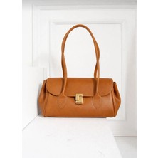 Özüm Çanta Kadın Kilit Detay Kol Omuz Çantası Taba