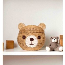 Felis Arte Doğal Bambu Ayıcık Sepet ,el Dokuması, Kapaklı ,rattan