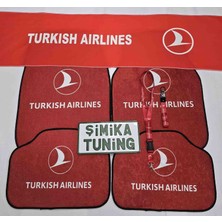 Şimika Turkısh Airlines Kaymaz Taban Dekor Oto Halı Paspas ve Torpido Havlusu(Ayna Askı Ipi ve Kancalı Kumaş Anahtarlık Hediyeli) Üniversal Yıkanabilir Her Araca Uyumlu