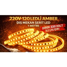 Noas 10 Çip 220V Dış Mekan  Şerit LED Amber Kendinden Yapışkanlı