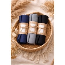 Anuk Grup 3'lüset Penye Şal Tesettür Kadın Hijab (Siyah-Füme-Lacivert)