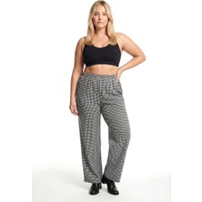 Veralya Moda Kadın Siyah Beyaz Kareli Büyük Beden Cepli Pijama Altı Rahat Kesim Esnek Bel Günlük Ev Giyim Alt