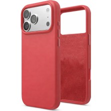 Gtc iPhone 17 Pro ile Uyumlu Lüx Premium Silikon Lansman Kapak & Kılıf - Mat Kırmızı