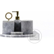Ege Gross Dekoratif Gri Mermer Banyo Seti 5 Li Gold Halka Aksesuarlı Tasarım Set\mermer Banyo Takımı