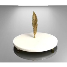 Ege Gross Dekoratif Beyaz Doğal Mermer Takı Standı Gold Tuy Detaylı