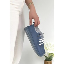 Veralya Jiten Mavi Deri Bağcıklı Spor Ayakkabı