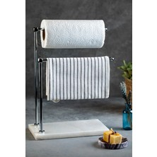 Ege Gross Dekoratif Mermer Ayaklı Iki Kollu Metal Banyo El Havluluk Standı