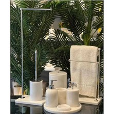 Ege Gross Mermer Banyo Seti 9 Parça Mermer Malzemeden Şık Tasarımlı Suya Dayanıklı Aksesuarlar