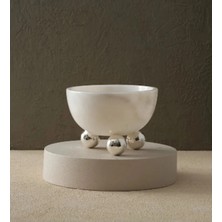 Ege Gross Beyaz Mermer Gumus Pirinç Top Detayli Kase