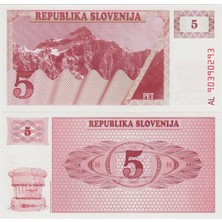 Banknoting Slovenya 5 Tolar 1990 Çil.