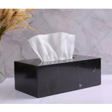 Ege Gross Doğal Mermer Peçtelik Mendil Kutusu Siyah Peçete Kutusu