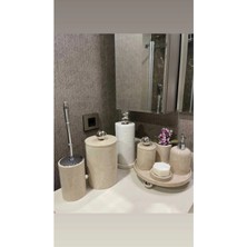 Ege Gross Dekoratif Doğal Bej  Mermer / Aksesuar Detaylı 8li Mermer Banyo Seti /mermer Banyo Takımı