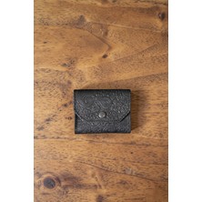 MAT DERİ Kadın Kartlık Desenli Hakiki Deri Küçük Cüzdan Nakit Bölmeli (10X9 Cm) Siyah