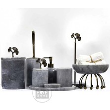 Ege Gross Dekoratif Gri Mermer Banyo Seti 9lu Eskitme Aksesuarlı Tasarım Set\mermer Takım