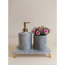 Ege Gross Bera - Gri Mermer Banyo Seti Ayaklı 3lü