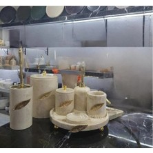 Ege Gross Doğal Bej Mermer Banyo Seti 7  Parça |/mermer Banyo Takımı