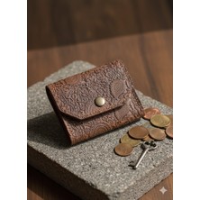 MAT DERİ Kadın Kartlık Desenli Hakiki Deri Küçük Cüzdan Nakit Bölmeli (10X9 Cm)
