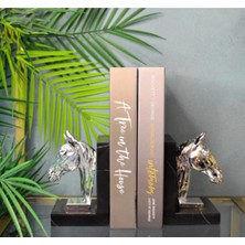 Ege Gross Dekoratif Doğal Siyah Mermer Kaideli At Kitap Tutucu