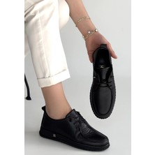 Veralya Mopin Siyah Deri Bağcıklı Spor Ayakkabı