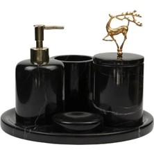 Ege Gross Dekoratif Mermer Banyo Seti Takımı 5 Parça Aksesuar Detaylı Özel Tasarım Set