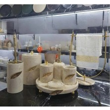 Ege Gross Doğal Bej Mermer Banyo Seti 8  Parça |/mermer Banyo Takımı