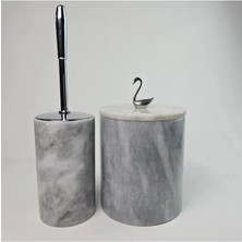 Ege Gross Gri Mermer Çöp Kovası/fırça Seti