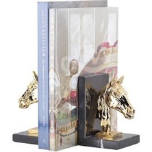 Ege Gross Dekoratif Doğal Siyah Mermer Kaideli At Kitap Tutucu