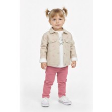 Ege Bebek Kız Çocuk Bayramlık Keten Ceketli Pantalonlu Badili 3'lü Bayramlık Takım 0-6 Yaş , Şık Kombin