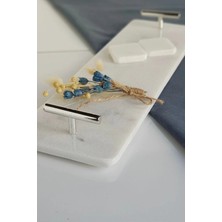 Ege Gross Doğal Beyaz Mermer Uzun Tepsi Sunum ve Servis Tabağı