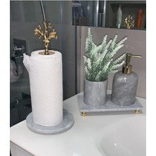 Ege Gross Aria - Doğal Gri Mermer Banyo Seti | 4 Parça |gold| Kağıt Havluluk