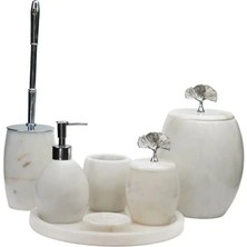 Ege Gross Dekoratif Oval Mermer Banyo Seti Takımı 7 Li Aksesuar Detaylı Tasarım Set