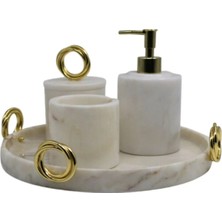 Ege Gross Dekoratif Mermer Aksesuar Detaylı 5 Li Banyo Seti Takımı