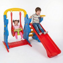 Bahçe Oyuncak Kaydırak Salıncak ve Pota Seti 3'ü 1 Arada Anaokulu Kreş Tipi Oyun Parkı