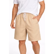 Veralya Erkek Pötikareli Şort – Beli Lastikli Bağcıklı, Cepli, Rahat Kesim Günlük Yazlık Şort